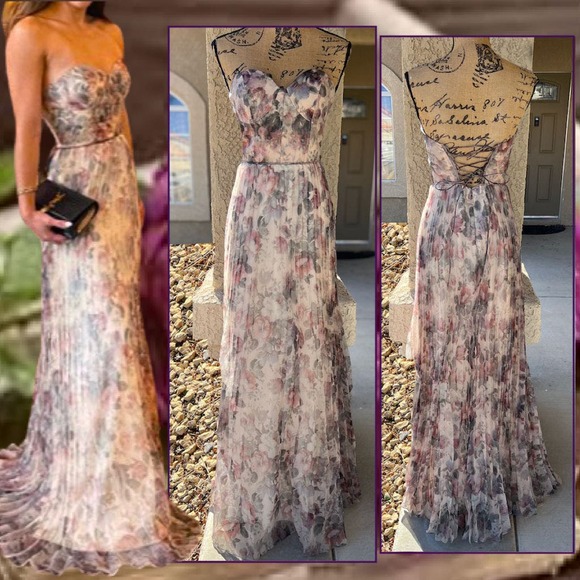 Lulus Most Beautiful Day Ivory Multi Floral Print Organza Maxi Dress Size 6 - Picture 1 of 11